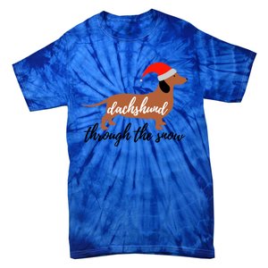 Christmas Xmas Cute Dog Daschund Through The Snow Gift Tie-Dye T-Shirt