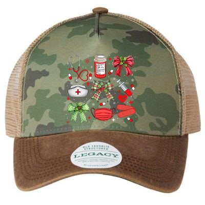 Christmas Xmas Coquette Bow Rn Cna Icu Scurb Nurse Doctor Legacy Tie Dye Trucker Hat