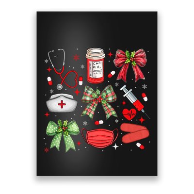 Christmas Xmas Coquette Bow Rn Cna Icu Scurb Nurse Doctor Poster