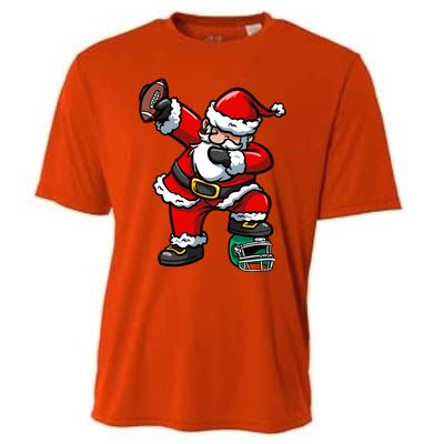 Christmas Xmas Dabbing Santa Claus Football Gift Cooling Performance Crew T-Shirt