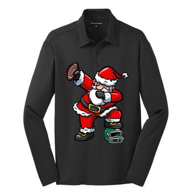 Christmas Xmas Dabbing Santa Claus Football Gift Silk Touch Performance Long Sleeve Polo