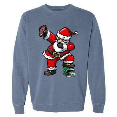 Christmas Xmas Dabbing Santa Claus Football Gift Garment-Dyed Sweatshirt