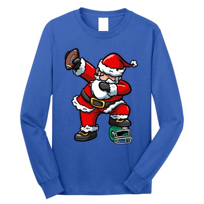 Christmas Xmas Dabbing Santa Claus Football Gift Long Sleeve Shirt