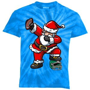 Christmas Xmas Dabbing Santa Claus Football Gift Kids Tie-Dye T-Shirt