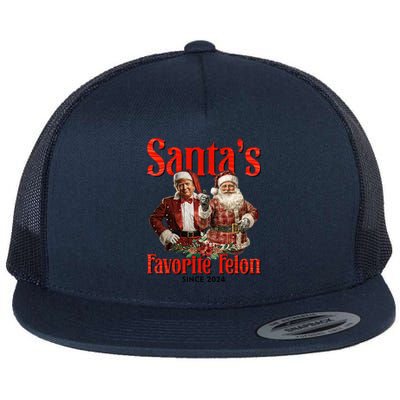 Christmas Xmas Funny Trump SantaS Favorite Felon Since 2024 Flat Bill Trucker Hat