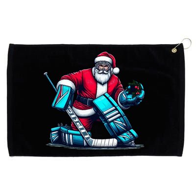 Christmas Xmas Funny Santa Playing Ice Hockey Sport Grommeted Golf Towel