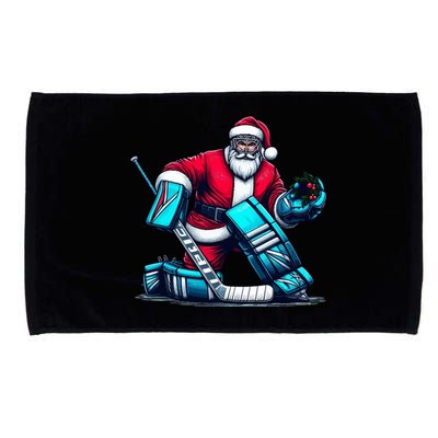 Christmas Xmas Funny Santa Playing Ice Hockey Sport Microfiber Hand Towel