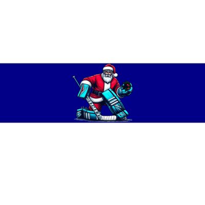 Christmas Xmas Funny Santa Playing Ice Hockey Sport Bumper Sticker