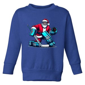 Christmas Xmas Funny Santa Playing Ice Hockey Sport Toddler Sweatshirt