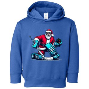 Christmas Xmas Funny Santa Playing Ice Hockey Sport Toddler Hoodie