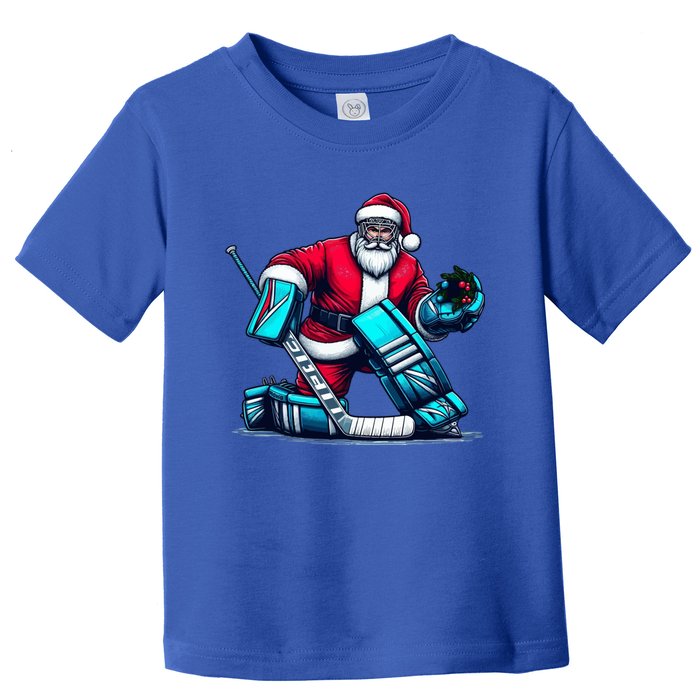 Christmas Xmas Funny Santa Playing Ice Hockey Sport Toddler T-Shirt