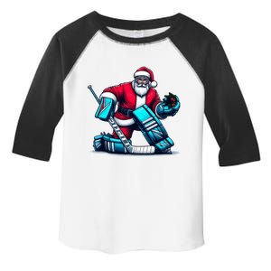 Christmas Xmas Funny Santa Playing Ice Hockey Sport Toddler Fine Jersey T-Shirt