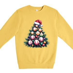 Christmas Xmas Holiday Tree Baseball Lover Funny Premium Crewneck Sweatshirt