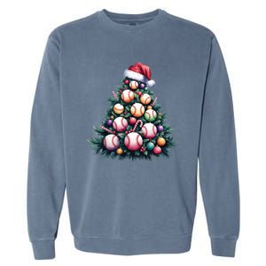 Christmas Xmas Holiday Tree Baseball Lover Funny Garment-Dyed Sweatshirt