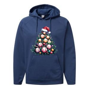 Christmas Xmas Holiday Tree Baseball Lover Funny Performance Fleece Hoodie