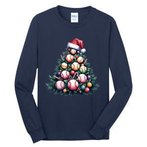 Christmas Xmas Holiday Tree Baseball Lover Funny Tall Long Sleeve T-Shirt