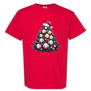 Christmas Xmas Holiday Tree Baseball Lover Funny Garment-Dyed Heavyweight T-Shirt