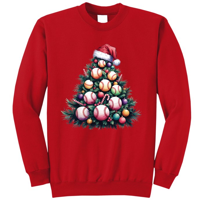 Christmas Xmas Holiday Tree Baseball Lover Funny Sweatshirt