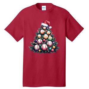 Christmas Xmas Holiday Tree Baseball Lover Funny Tall T-Shirt