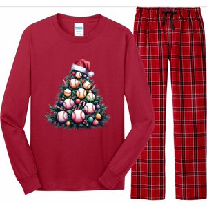 Christmas Xmas Holiday Tree Baseball Lover Funny Long Sleeve Pajama Set