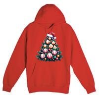 Christmas Xmas Holiday Tree Baseball Lover Funny Premium Pullover Hoodie