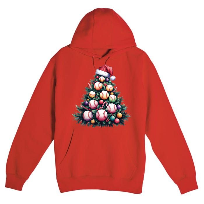 Christmas Xmas Holiday Tree Baseball Lover Funny Premium Pullover Hoodie