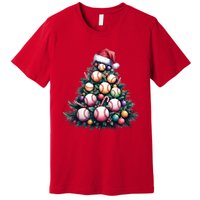 Christmas Xmas Holiday Tree Baseball Lover Funny Premium T-Shirt