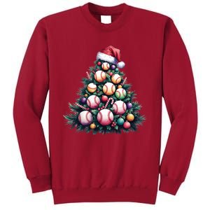 Christmas Xmas Holiday Tree Baseball Lover Funny Tall Sweatshirt