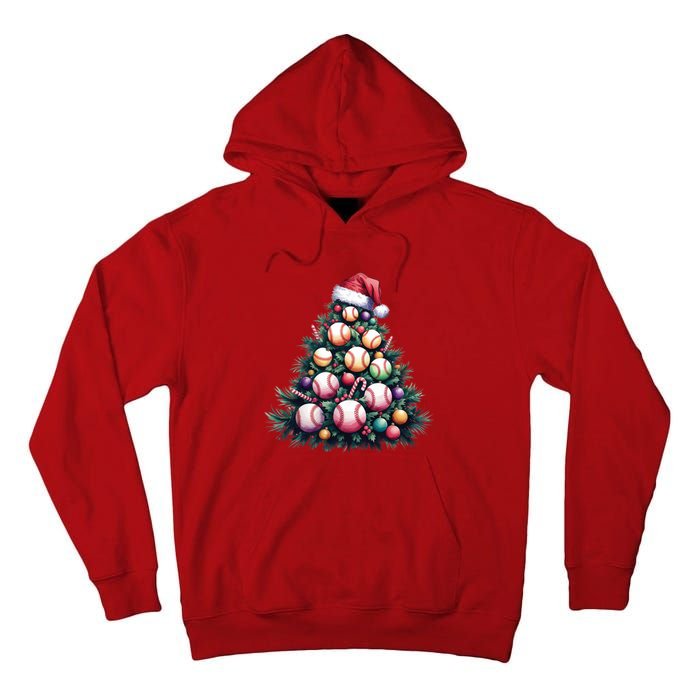 Christmas Xmas Holiday Tree Baseball Lover Funny Tall Hoodie