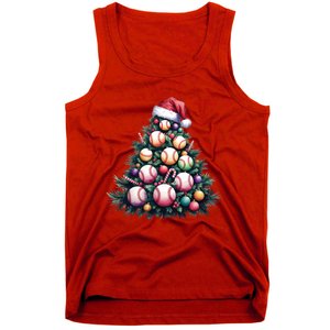 Christmas Xmas Holiday Tree Baseball Lover Funny Tank Top