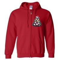 Christmas Xmas Holiday Tree Baseball Lover Funny Full Zip Hoodie