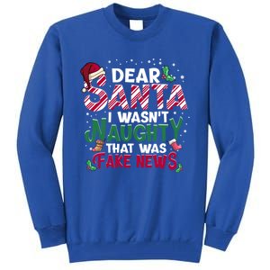 Christmas Xmas Holiday I WasnT Naughty Dear Santa Fake News Funny Gift Tall Sweatshirt