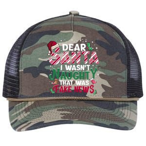 Christmas Xmas Holiday I WasnT Naughty Dear Santa Fake News Funny Gift Retro Rope Trucker Hat Cap