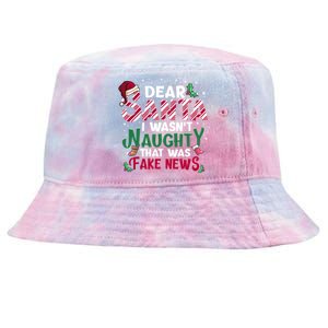 Christmas Xmas Holiday I WasnT Naughty Dear Santa Fake News Funny Gift Tie-Dyed Bucket Hat