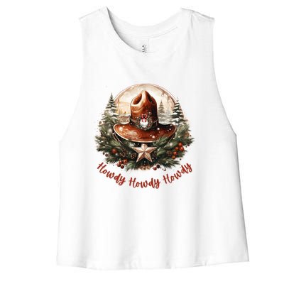 Christmas Xmas Howdy Howdy Howdy Star Cool Gift Women's Racerback Cropped Tank