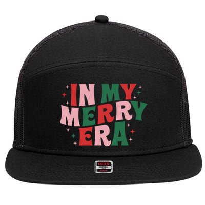 Cute Xmas In My Merry Era Funny Retro Christmas Holiday Gift 7 Panel Mesh Trucker Snapback Hat