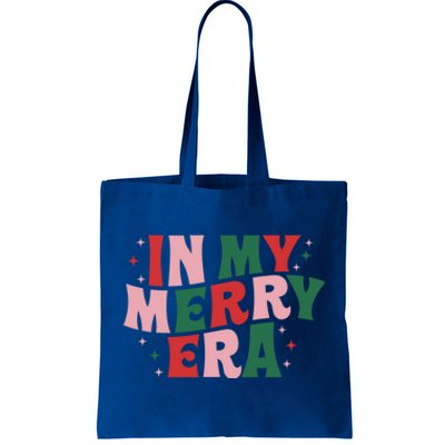 Cute Xmas In My Merry Era Funny Retro Christmas Holiday Gift Tote Bag