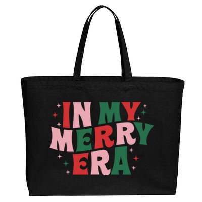 Cute Xmas In My Merry Era Funny Retro Christmas Holiday Gift Cotton Canvas Jumbo Tote