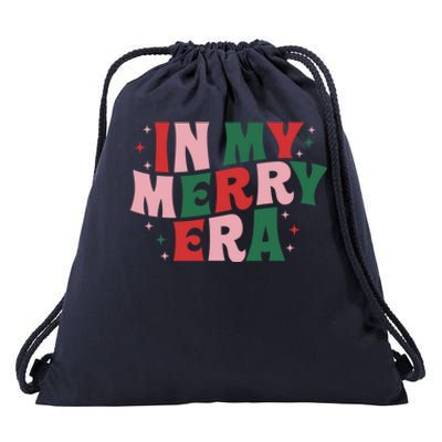 Cute Xmas In My Merry Era Funny Retro Christmas Holiday Gift Drawstring Bag