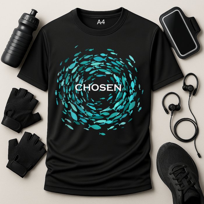 Chosen X Jesus Miracle Of The Fish In Bible Cooling Performance Crew T-Shirt