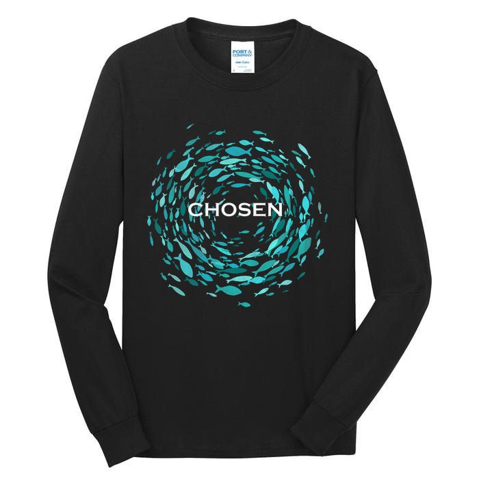 Chosen X Jesus Miracle Of The Fish In Bible Tall Long Sleeve T-Shirt