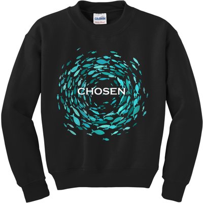 Chosen X Jesus Miracle Of The Fish In Bible Kids Sweatshirt
