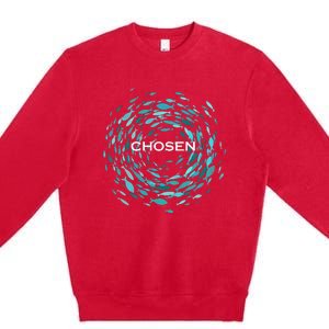 Chosen X Jesus Miracle Of The Fish In Bible Premium Crewneck Sweatshirt