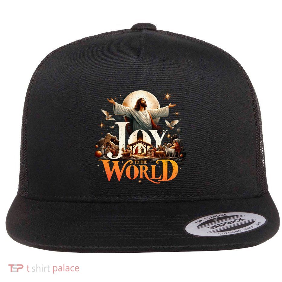 Christmas Xmas Jesus Joy To The World Nativity True Story Flat Bill Trucker Hat