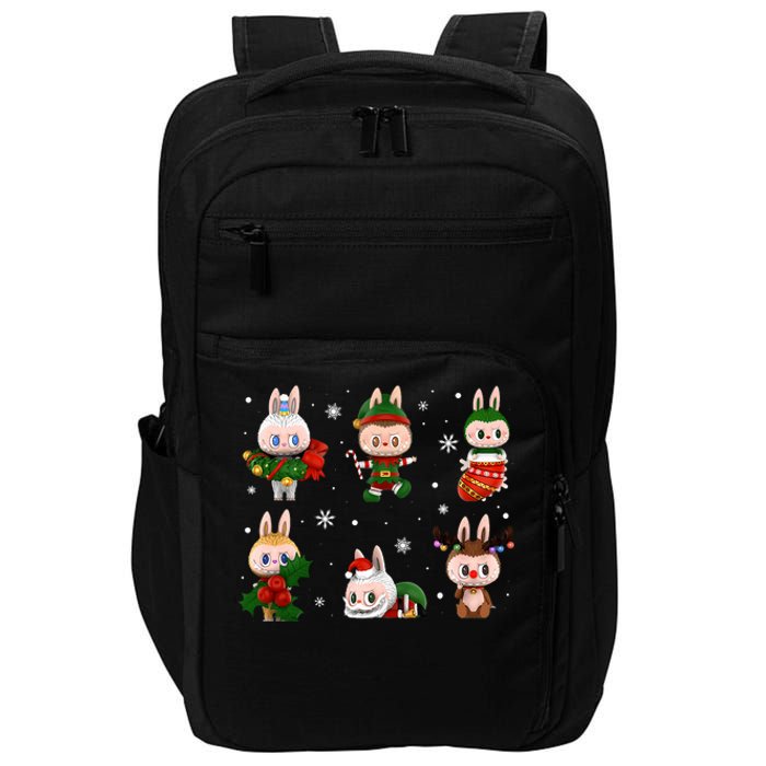 Cute Xmas Labubu Lover Labubu The Monsters Christmas Santa Impact Tech Backpack