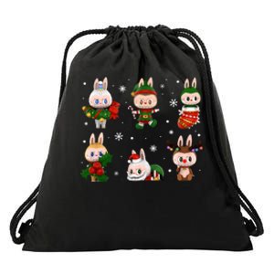 Cute Xmas Labubu Lover Labubu The Monsters Christmas Santa Drawstring Bag