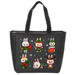 Cute Xmas Labubu Lover Labubu The Monsters Christmas Santa Zip Tote Bag