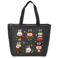 Cute Xmas Labubu Lover Labubu The Monsters Christmas Santa Zip Tote Bag