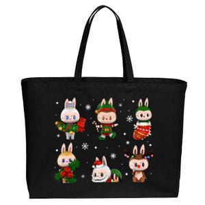 Cute Xmas Labubu Lover Labubu The Monsters Christmas Santa Cotton Canvas Jumbo Tote