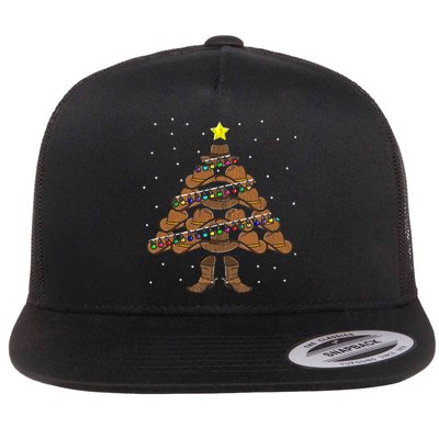 Cowboys Xmas Lighting Funny Cowboy Christmas Tree Flat Bill Trucker Hat